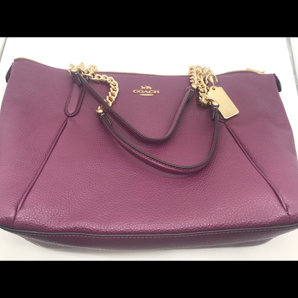 Authentic Coach Purse- Burgundy Leather Gold Chain - Picture 2 of 8